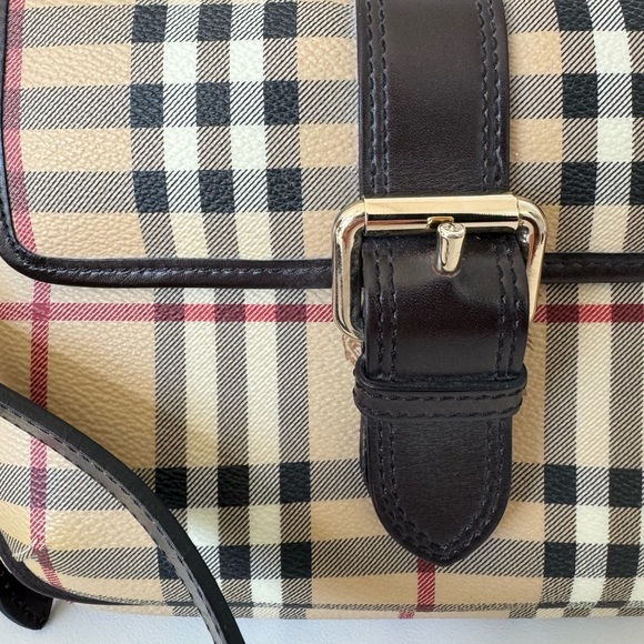 Burberry Ganton Haymarket Check Coated Canvas Crossbody Shoulder Handbag - Picture 2 of 13